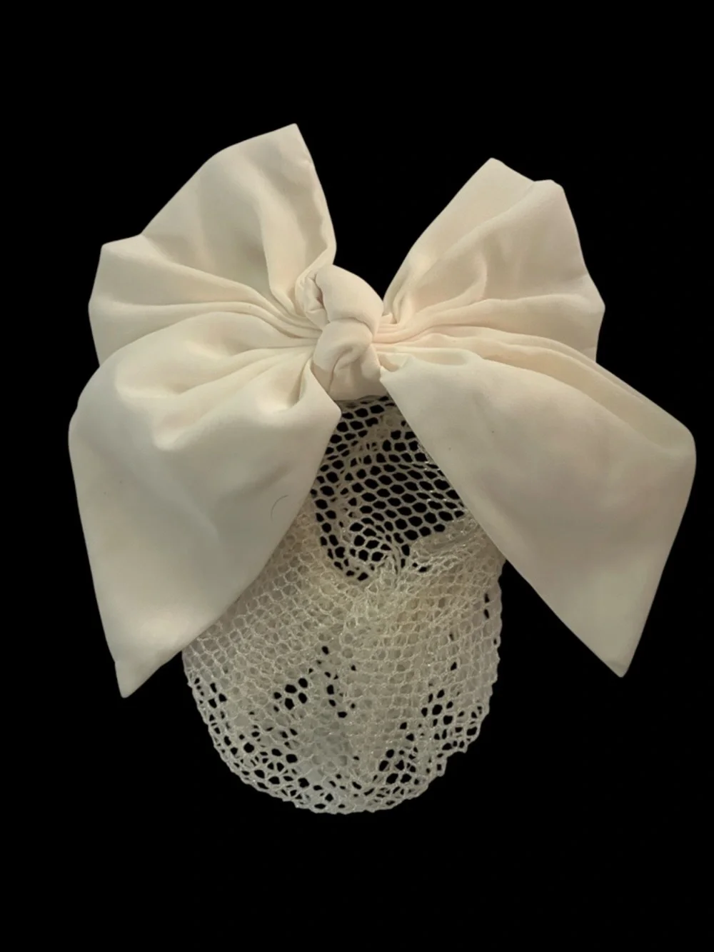 Vintage Ivory Bow Hair Net Barrette